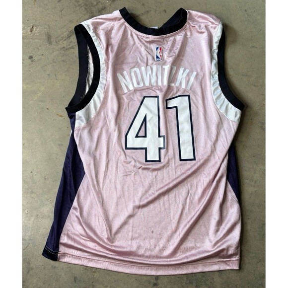Dirk Nowitzki Dallas Mavericks Reebok #41 NBA 4 Her Jersey Size L Pink - Picture 7 of 7